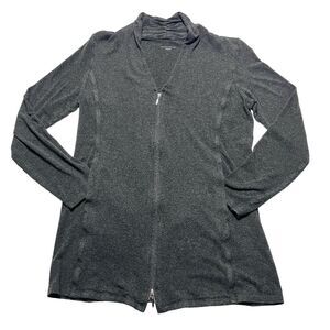EILEEN FISHER Double 2-Way Zip‎ Viscose Cardigan Jacket Small Dark Gray Stretch